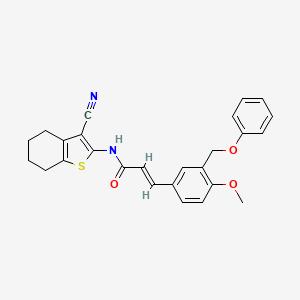 molecular formula C26H24N2O3S B14929749 (2E)-N-(3-cyano-4,5,6,7-tetrahydro-1-benzothiophen-2-yl)-3-[4-methoxy-3-(phenoxymethyl)phenyl]prop-2-enamide 