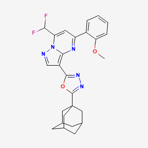 molecular formula C26H25F2N5O2 B14929758 2-(1-Adamantyl)-5-[7-(difluoromethyl)-5-(2-methoxyphenyl)pyrazolo[1,5-a]pyrimidin-3-yl]-1,3,4-oxadiazole 