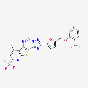 11-methyl-4-[5-[(5-methyl-2-propan-2-ylphenoxy)methyl]furan-2-yl]-13-(trifluoromethyl)-16-thia-3,5,6,8,14-pentazatetracyclo[7.7.0.02,6.010,15]hexadeca-1(9),2,4,7,10(15),11,13-heptaene