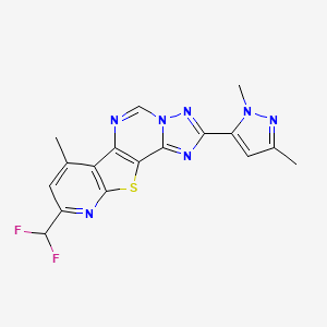 13-(difluoromethyl)-4-(2,5-dimethylpyrazol-3-yl)-11-methyl-16-thia-3,5,6,8,14-pentazatetracyclo[7.7.0.02,6.010,15]hexadeca-1(9),2,4,7,10(15),11,13-heptaene