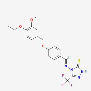 molecular formula C21H21F3N4O3S B14929829 4-{[(E)-{4-[(3,4-diethoxybenzyl)oxy]phenyl}methylidene]amino}-5-(trifluoromethyl)-4H-1,2,4-triazole-3-thiol 