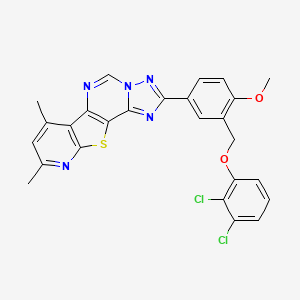 molecular formula C26H19Cl2N5O2S B14929843 4-[3-[(2,3-dichlorophenoxy)methyl]-4-methoxyphenyl]-11,13-dimethyl-16-thia-3,5,6,8,14-pentazatetracyclo[7.7.0.02,6.010,15]hexadeca-1(9),2,4,7,10(15),11,13-heptaene 