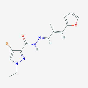 molecular formula C14H15BrN4O2 B14929844 4-bromo-1-ethyl-N'-[(1E,2E)-3-(furan-2-yl)-2-methylprop-2-en-1-ylidene]-1H-pyrazole-3-carbohydrazide 