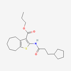 molecular formula C21H31NO3S B14929886 propyl 2-[(3-cyclopentylpropanoyl)amino]-5,6,7,8-tetrahydro-4H-cyclohepta[b]thiophene-3-carboxylate 