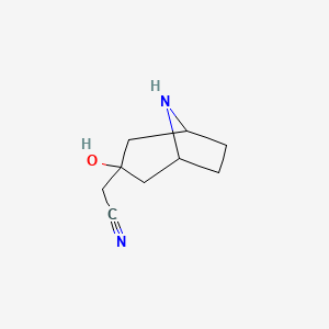 molecular formula C9H14N2O B1492990 2-{3-Hydroxy-8-azabicyclo[3.2.1]octan-3-yl}acetonitrile CAS No. 1516067-04-1
