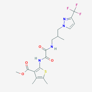 molecular formula C18H21F3N4O4S B14929930 methyl 4,5-dimethyl-2-{[({2-methyl-3-[3-(trifluoromethyl)-1H-pyrazol-1-yl]propyl}amino)(oxo)acetyl]amino}thiophene-3-carboxylate 