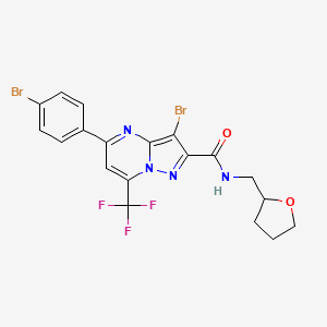 molecular formula C19H15Br2F3N4O2 B14929951 3-bromo-5-(4-bromophenyl)-N-(tetrahydrofuran-2-ylmethyl)-7-(trifluoromethyl)pyrazolo[1,5-a]pyrimidine-2-carboxamide 