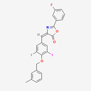 molecular formula C24H16FI2NO3 B14929965 (4E)-4-{3,5-diiodo-4-[(3-methylbenzyl)oxy]benzylidene}-2-(3-fluorophenyl)-1,3-oxazol-5(4H)-one 