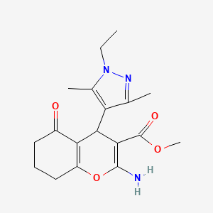 methyl 2-amino-4-(1-ethyl-3,5-dimethyl-1H-pyrazol-4-yl)-5-oxo-5,6,7,8-tetrahydro-4H-chromene-3-carboxylate