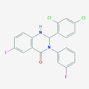 2-(2,4-dichlorophenyl)-3-(3-fluorophenyl)-6-iodo-2,3-dihydroquinazolin-4(1H)-one