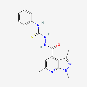 molecular formula C17H18N6OS B14930056 N-phenyl-2-[(1,3,6-trimethyl-1H-pyrazolo[3,4-b]pyridin-4-yl)carbonyl]hydrazinecarbothioamide 