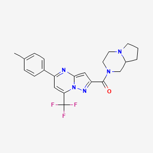 molecular formula C22H22F3N5O B14930070 hexahydropyrrolo[1,2-a]pyrazin-2(1H)-yl[5-(4-methylphenyl)-7-(trifluoromethyl)pyrazolo[1,5-a]pyrimidin-2-yl]methanone 