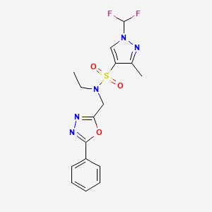 molecular formula C16H17F2N5O3S B14930071 1-(difluoromethyl)-N-ethyl-3-methyl-N-[(5-phenyl-1,3,4-oxadiazol-2-yl)methyl]-1H-pyrazole-4-sulfonamide 