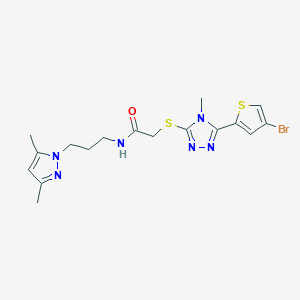 molecular formula C17H21BrN6OS2 B14930075 2-{[5-(4-bromothiophen-2-yl)-4-methyl-4H-1,2,4-triazol-3-yl]sulfanyl}-N-[3-(3,5-dimethyl-1H-pyrazol-1-yl)propyl]acetamide 