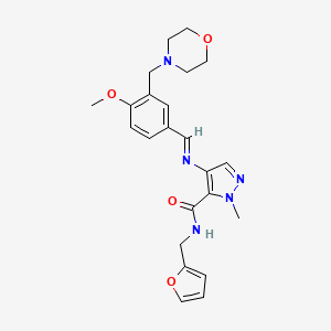 N-(furan-2-ylmethyl)-4-({(E)-[4-methoxy-3-(morpholin-4-ylmethyl)phenyl]methylidene}amino)-1-methyl-1H-pyrazole-5-carboxamide