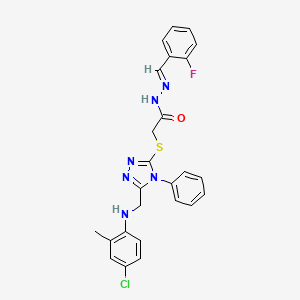 molecular formula C25H22ClFN6OS B14930181 2-[(5-{[(4-chloro-2-methylphenyl)amino]methyl}-4-phenyl-4H-1,2,4-triazol-3-yl)sulfanyl]-N'-[(E)-(2-fluorophenyl)methylidene]acetohydrazide 