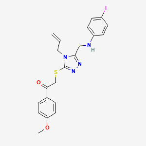 molecular formula C21H21IN4O2S B14930195 2-{[5-{[(4-iodophenyl)amino]methyl}-4-(prop-2-en-1-yl)-4H-1,2,4-triazol-3-yl]sulfanyl}-1-(4-methoxyphenyl)ethanone 