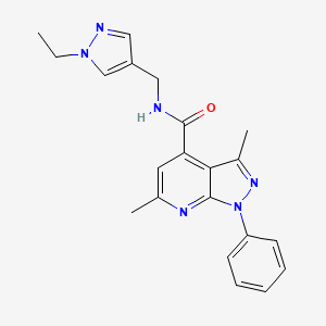 molecular formula C21H22N6O B14930217 N-[(1-ethyl-1H-pyrazol-4-yl)methyl]-3,6-dimethyl-1-phenyl-1H-pyrazolo[3,4-b]pyridine-4-carboxamide 