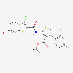 Propan-2-yl 2-{[(3-chloro-6-fluoro-1-benzothiophen-2-yl)carbonyl]amino}-4-(2,4-dichlorophenyl)thiophene-3-carboxylate