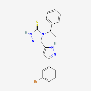 5-[5-(3-bromophenyl)-1H-pyrazol-3-yl]-4-(1-phenylethyl)-4H-1,2,4-triazole-3-thiol