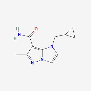 molecular formula C11H14N4O B1493024 1-(cyclopropylmethyl)-6-methyl-1H-imidazo[1,2-b]pyrazole-7-carboxamide CAS No. 2098025-92-2