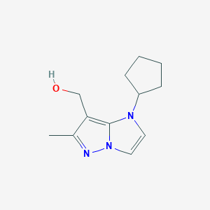 molecular formula C12H17N3O B1493026 (1-cyclopentyl-6-methyl-1H-imidazo[1,2-b]pyrazol-7-yl)methanol CAS No. 2097969-96-3