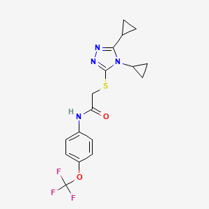 2-[(4,5-dicyclopropyl-4H-1,2,4-triazol-3-yl)sulfanyl]-N-[4-(trifluoromethoxy)phenyl]acetamide