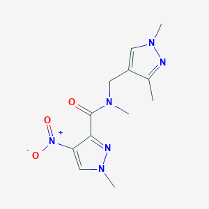 molecular formula C12H16N6O3 B14930274 N-[(1,3-dimethyl-1H-pyrazol-4-yl)methyl]-N,1-dimethyl-4-nitro-1H-pyrazole-3-carboxamide 