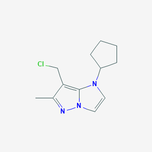 molecular formula C12H16ClN3 B1493032 7-(chloromethyl)-1-cyclopentyl-6-methyl-1H-imidazo[1,2-b]pyrazole CAS No. 2090914-26-2