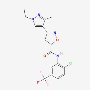 N-[2-chloro-5-(trifluoromethyl)phenyl]-3-(1-ethyl-3-methyl-1H-pyrazol-4-yl)-4,5-dihydro-1,2-oxazole-5-carboxamide