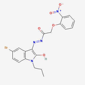 N'-[(3E)-5-bromo-2-oxo-1-propyl-1,2-dihydro-3H-indol-3-ylidene]-2-(2-nitrophenoxy)acetohydrazide