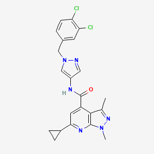 molecular formula C22H20Cl2N6O B14930362 6-cyclopropyl-N-[1-(3,4-dichlorobenzyl)-1H-pyrazol-4-yl]-1,3-dimethyl-1H-pyrazolo[3,4-b]pyridine-4-carboxamide 