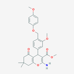 molecular formula C28H31NO7 B14930377 methyl 2-amino-4-{3-methoxy-4-[(4-methoxyphenoxy)methyl]phenyl}-7,7-dimethyl-5-oxo-5,6,7,8-tetrahydro-4H-chromene-3-carboxylate 