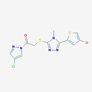 molecular formula C12H9BrClN5OS2 B14930381 2-{[5-(4-bromothiophen-2-yl)-4-methyl-4H-1,2,4-triazol-3-yl]sulfanyl}-1-(4-chloro-1H-pyrazol-1-yl)ethanone 