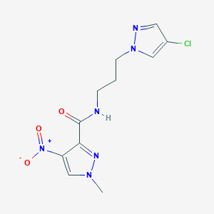 molecular formula C11H13ClN6O3 B14930401 N-[3-(4-chloro-1H-pyrazol-1-yl)propyl]-1-methyl-4-nitro-1H-pyrazole-3-carboxamide 