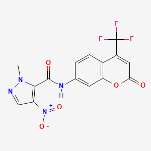 1-methyl-4-nitro-N-[2-oxo-4-(trifluoromethyl)-2H-chromen-7-yl]-1H-pyrazole-5-carboxamide