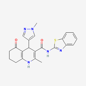 molecular formula C22H21N5O2S B14930459 N-(1,3-benzothiazol-2-yl)-2-methyl-4-(1-methyl-1H-pyrazol-4-yl)-5-oxo-1,4,5,6,7,8-hexahydroquinoline-3-carboxamide 