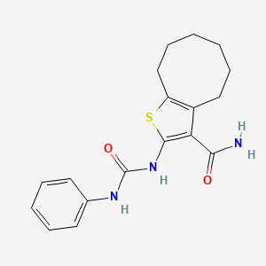 molecular formula C18H21N3O2S B14930474 2-[(Phenylcarbamoyl)amino]-4,5,6,7,8,9-hexahydrocycloocta[b]thiophene-3-carboxamide 