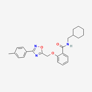 molecular formula C24H27N3O3 B14930483 N-(cyclohexylmethyl)-2-{[3-(4-methylphenyl)-1,2,4-oxadiazol-5-yl]methoxy}benzamide 