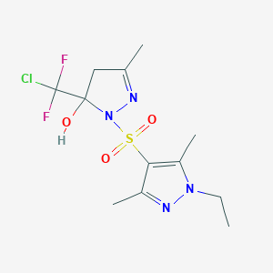 molecular formula C12H17ClF2N4O3S B14930498 5-[chloro(difluoro)methyl]-1-[(1-ethyl-3,5-dimethyl-1H-pyrazol-4-yl)sulfonyl]-3-methyl-4,5-dihydro-1H-pyrazol-5-ol 