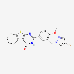 molecular formula C21H19BrN4O2S B14930524 2-{3-[(4-bromo-1H-pyrazol-1-yl)methyl]-4-methoxyphenyl}-5,6,7,8-tetrahydro[1]benzothieno[2,3-d]pyrimidin-4(3H)-one 