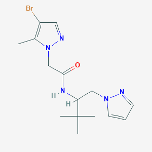 molecular formula C15H22BrN5O B14930605 2-(4-bromo-5-methyl-1H-pyrazol-1-yl)-N-[3,3-dimethyl-1-(1H-pyrazol-1-yl)butan-2-yl]acetamide 