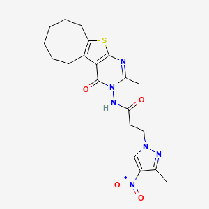 3-(3-Methyl-4-nitro-1H-pyrazol-1-YL)-N-[2-methyl-4-oxo-5,6,7,8,9,10-hexahydrocycloocta[4,5]thieno[2,3-D]pyrimidin-3(4H)-YL]propanamide