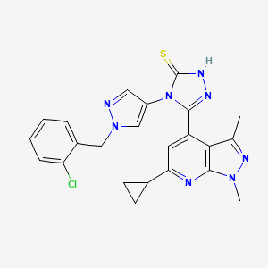 molecular formula C23H21ClN8S B14930631 4-[1-(2-chlorobenzyl)-1H-pyrazol-4-yl]-5-(6-cyclopropyl-1,3-dimethyl-1H-pyrazolo[3,4-b]pyridin-4-yl)-4H-1,2,4-triazole-3-thiol 