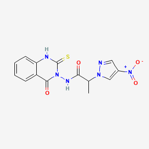 molecular formula C14H12N6O4S B14930689 2-(4-nitro-1H-pyrazol-1-yl)-N-(4-oxo-2-sulfanylquinazolin-3(4H)-yl)propanamide 