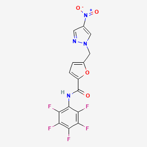 5-[(4-nitro-1H-pyrazol-1-yl)methyl]-N-(pentafluorophenyl)furan-2-carboxamide