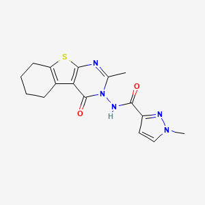 molecular formula C16H17N5O2S B14930884 1-Methyl-N-[2-methyl-4-oxo-5,6,7,8-tetrahydro[1]benzothieno[2,3-D]pyrimidin-3(4H)-YL]-1H-pyrazole-3-carboxamide 