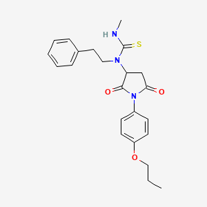 1-[2,5-Dioxo-1-(4-propoxyphenyl)pyrrolidin-3-yl]-3-methyl-1-(2-phenylethyl)thiourea