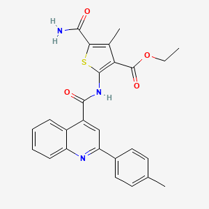 Ethyl 5-carbamoyl-4-methyl-2-({[2-(4-methylphenyl)quinolin-4-yl]carbonyl}amino)thiophene-3-carboxylate