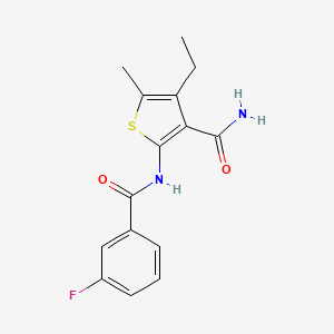 Thiophene-3-carboxamide, 4-ethyl-2-(3-fluorobenzoylamino)-5-methyl-